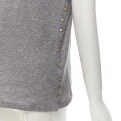 VALENTINO Rockstud 100% cotone grigio tshirt con borchie piramidali laterali S