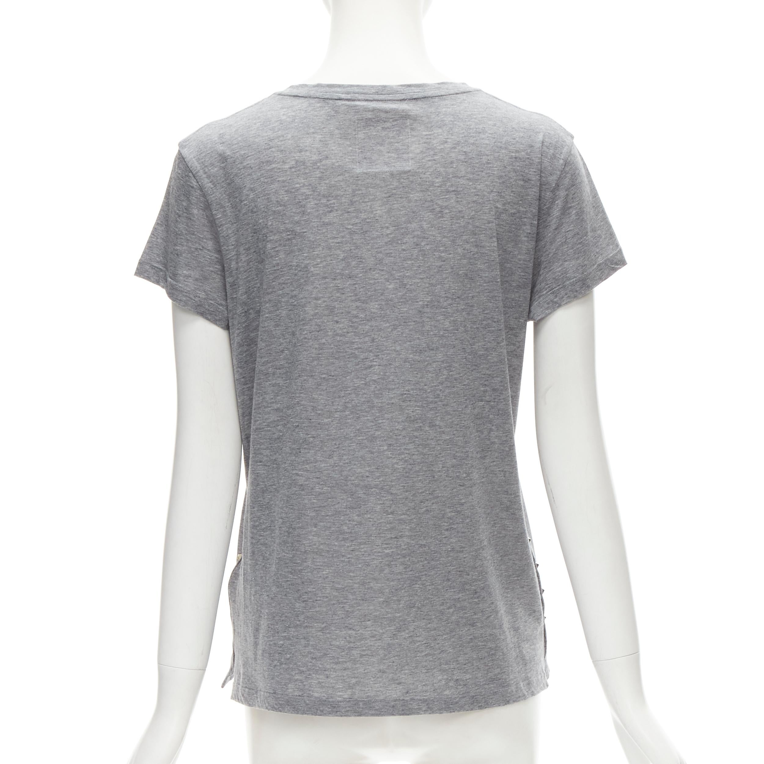 VALENTINO Rockstud 100% cotton grey pyramind spike stud side tshirt S For Sale 1