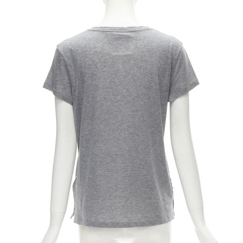 T-shirt VALENTINO Rockstud 100 % coton gris à clous pyramind côté S en vente 1
