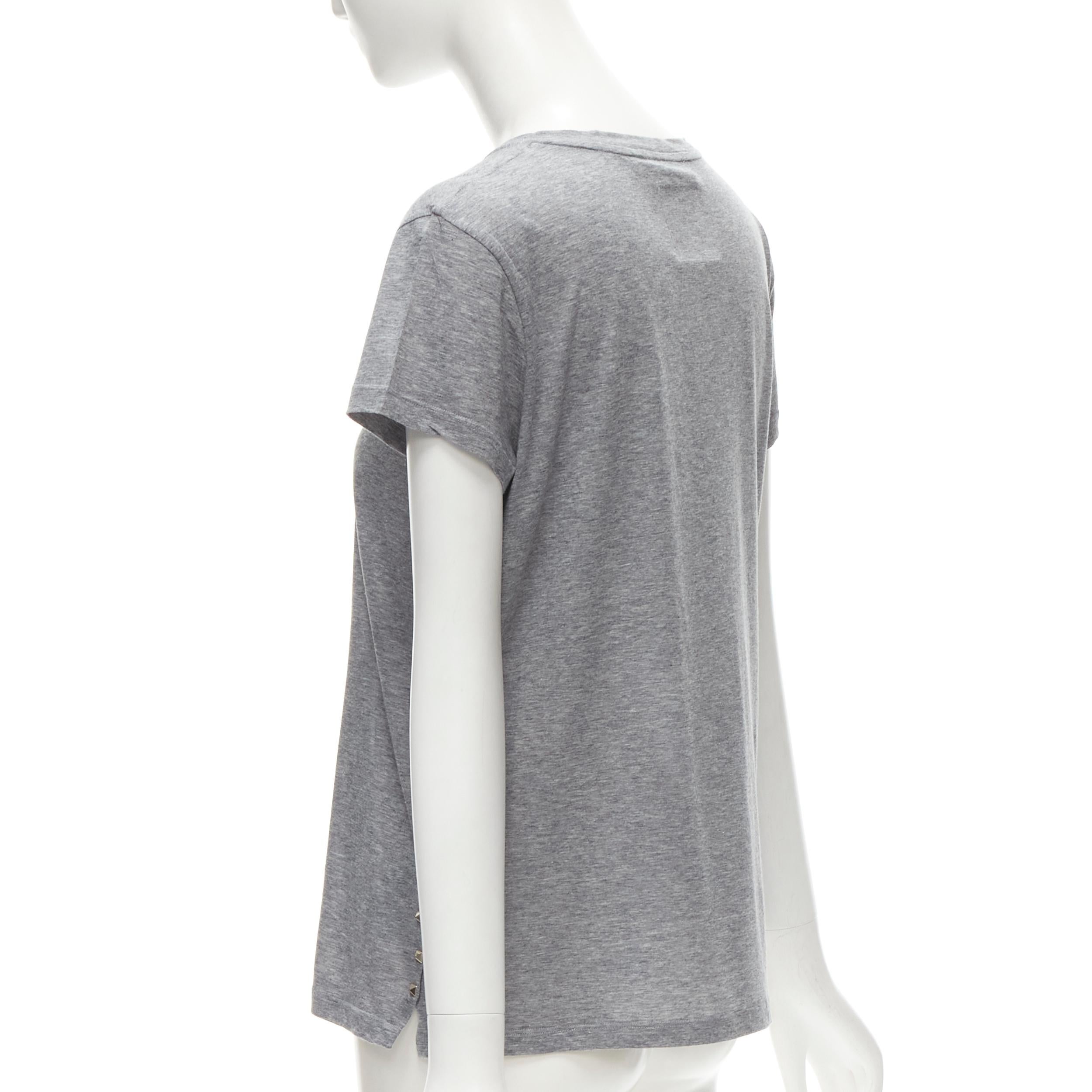 VALENTINO Rockstud 100% cotton grey pyramind spike stud side tshirt S For Sale 2