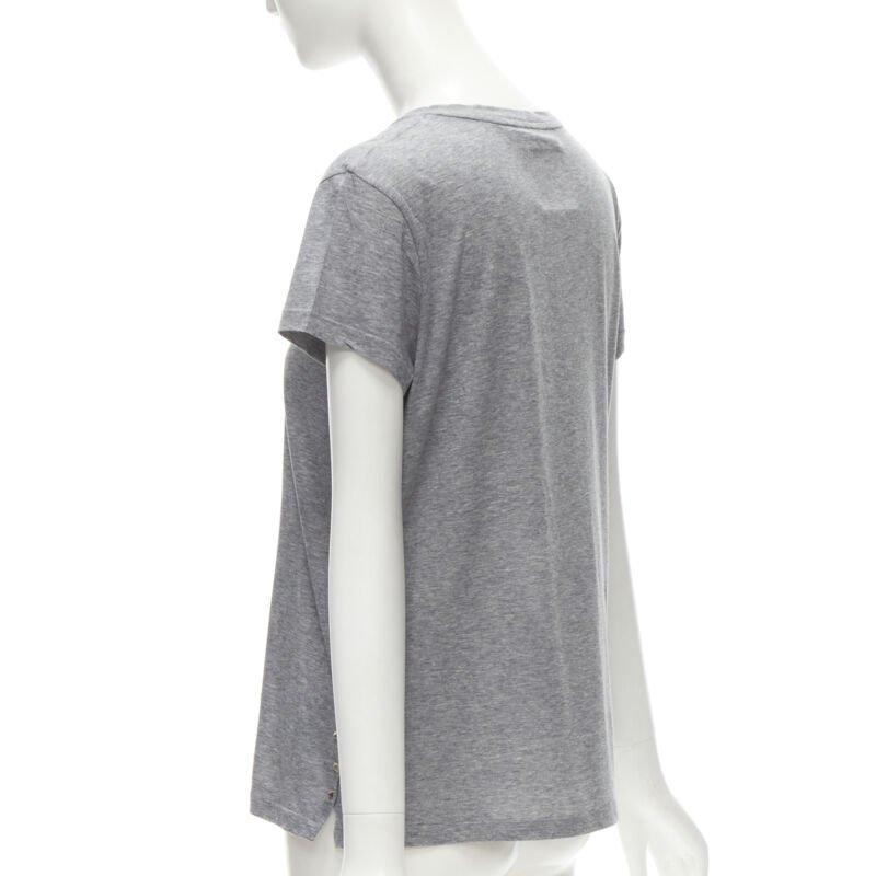 T-shirt VALENTINO Rockstud 100 % coton gris à clous pyramind côté S en vente 2