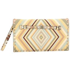 Valentino Rockstud 1975 Flap Clutch Striped Leather Medium