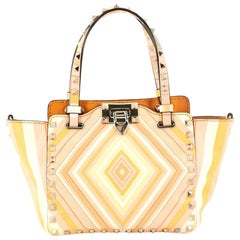 Valentino Rockstud 1975 Tote Striped Leather Mini