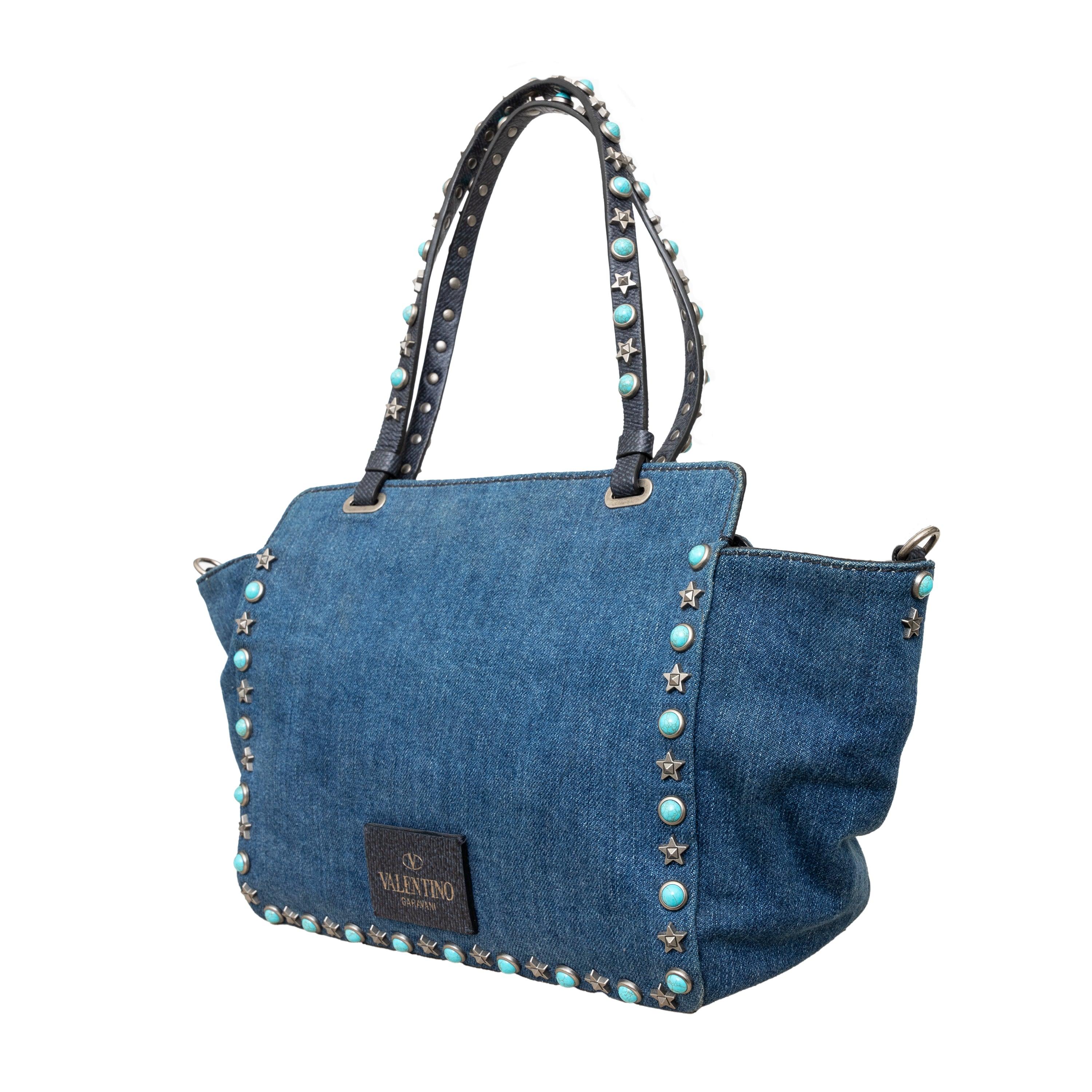 Bolso vaquero Valentino Rockstud 2-Way - '00s Azul en venta
