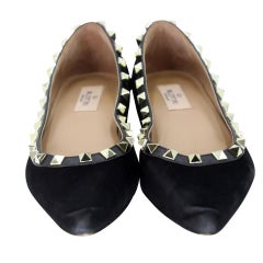 Valentino Rockstud 37.5 Suede Pointy Flats VL-0922p-0001