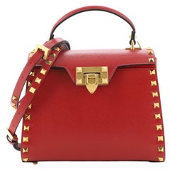 Valentino Rockstud Alcove Top Handle Bag Leather Small