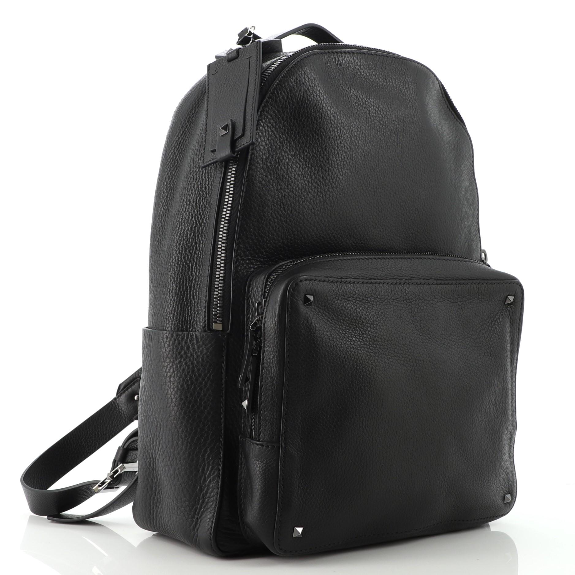 Black Valentino Rockstud Backpack Leather Large