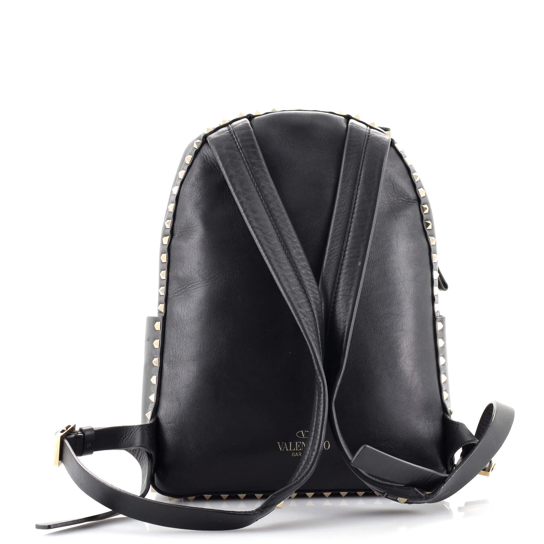 Black Valentino Rockstud Backpack Leather Medium