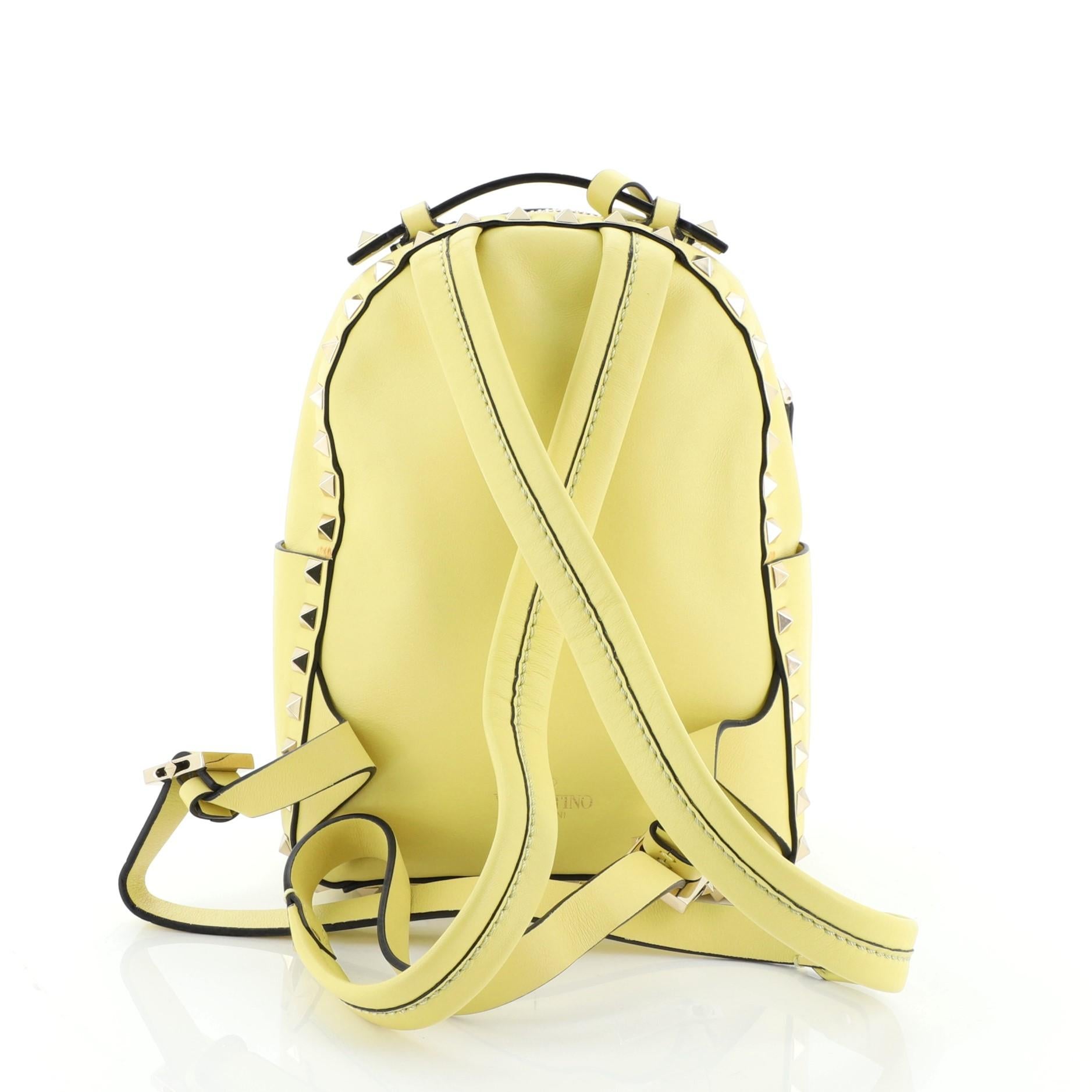 Yellow Valentino Rockstud Backpack Leather Mini