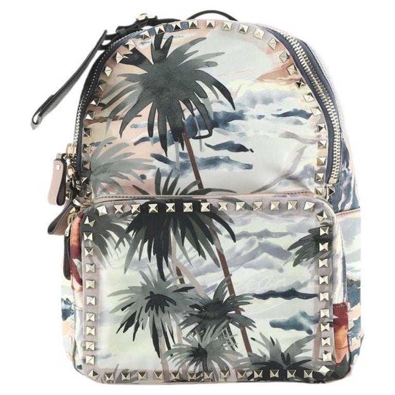 Valentino Rockstud Backpack Printed Nylon Medium