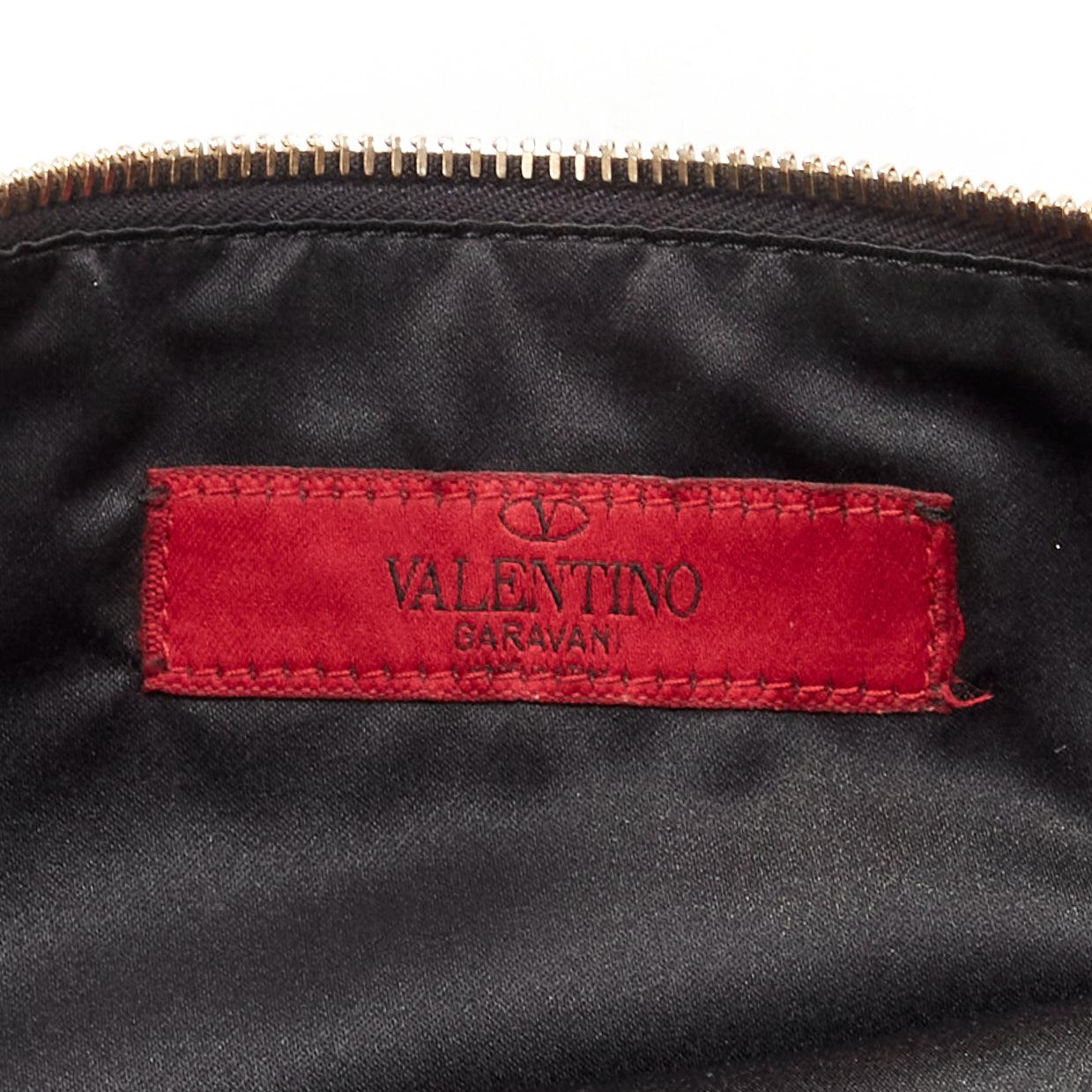 VALENTINO Rockstud black gold round studs logo triangle flat clutch bag For Sale 6