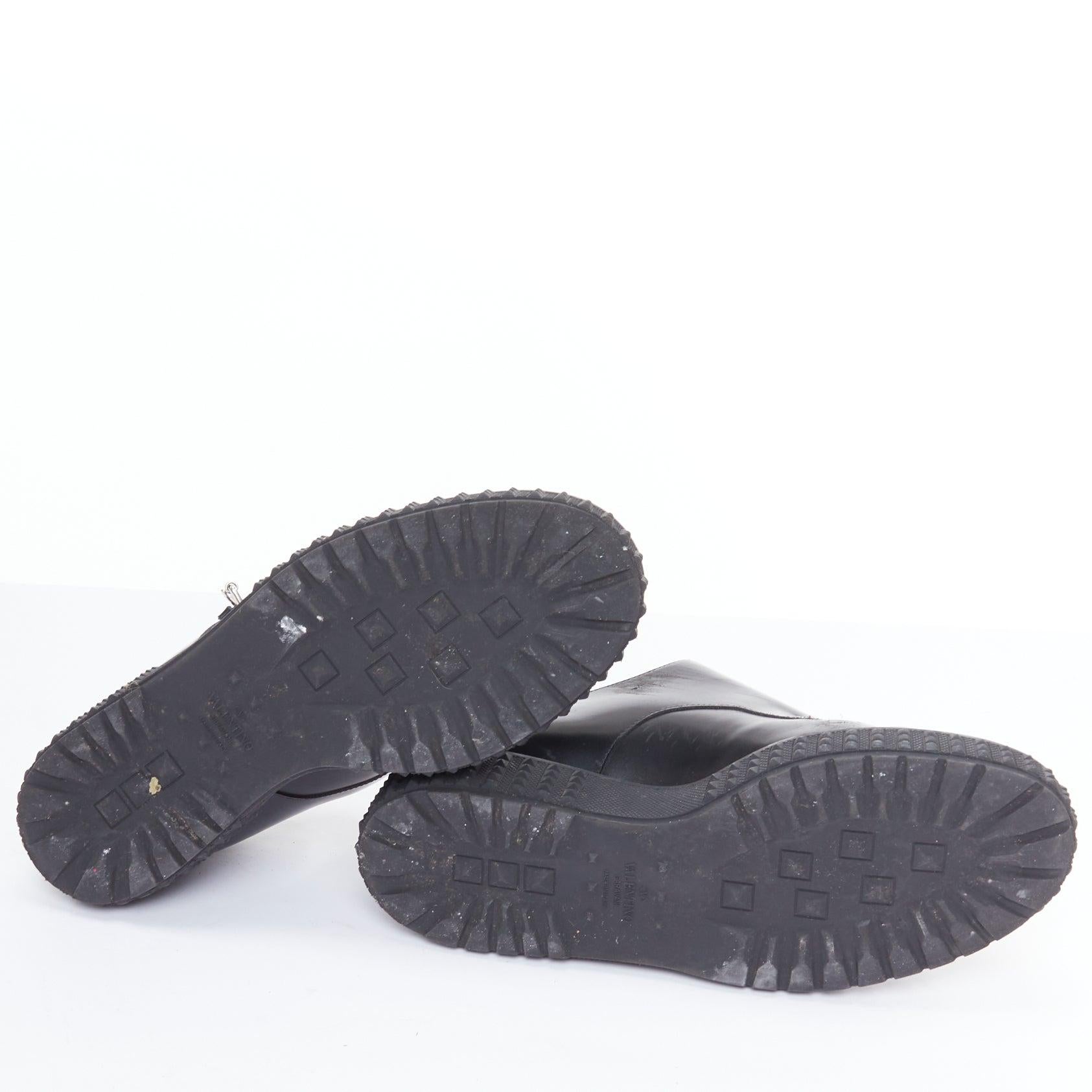 VALENTINO Rockstud black leather silver buckles stud midsole monk shoes EU38 For Sale 7