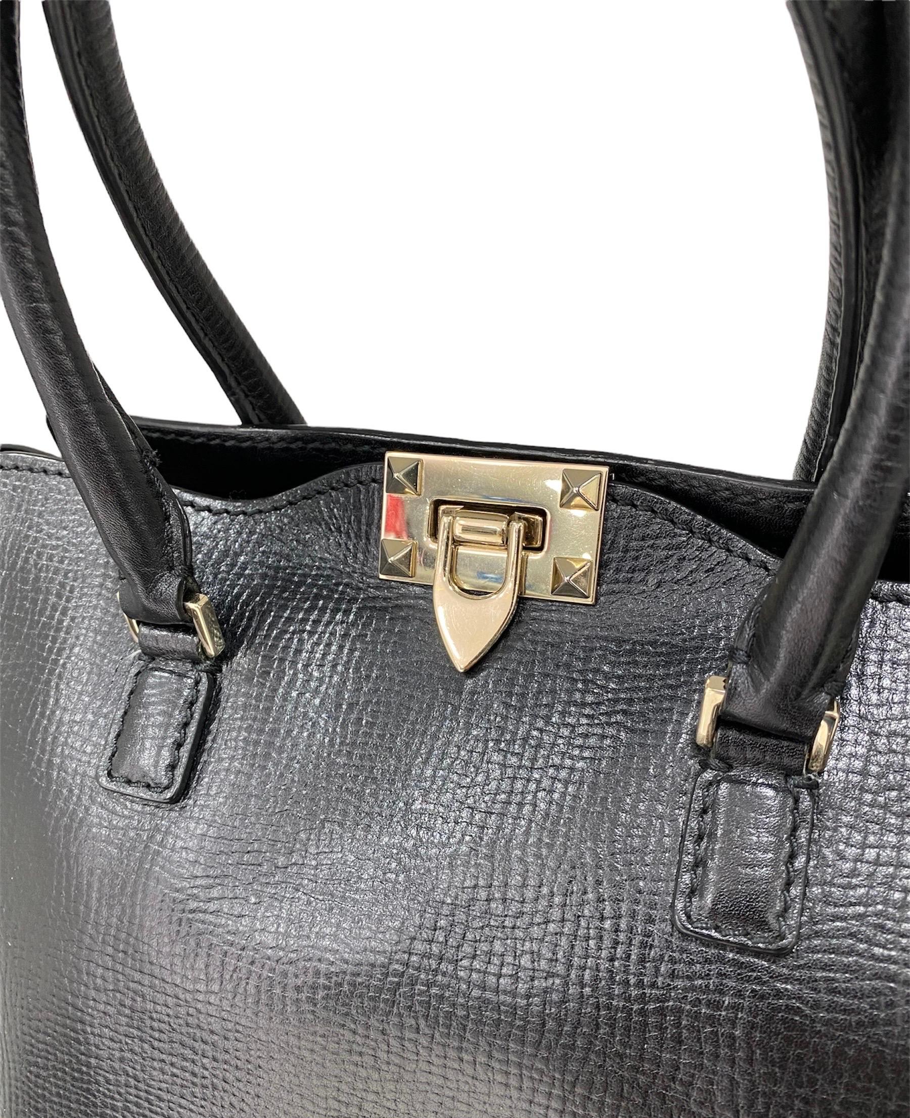 Women's Valentino Rockstud Black Shopper Shoulder Bag