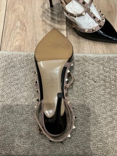 Valentino Rockstud Black Tan Heel Sandal Size EU 40
