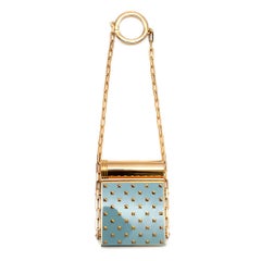 Valentino Rockstud Blue Metal Compact Mirror and Lipstick Case
