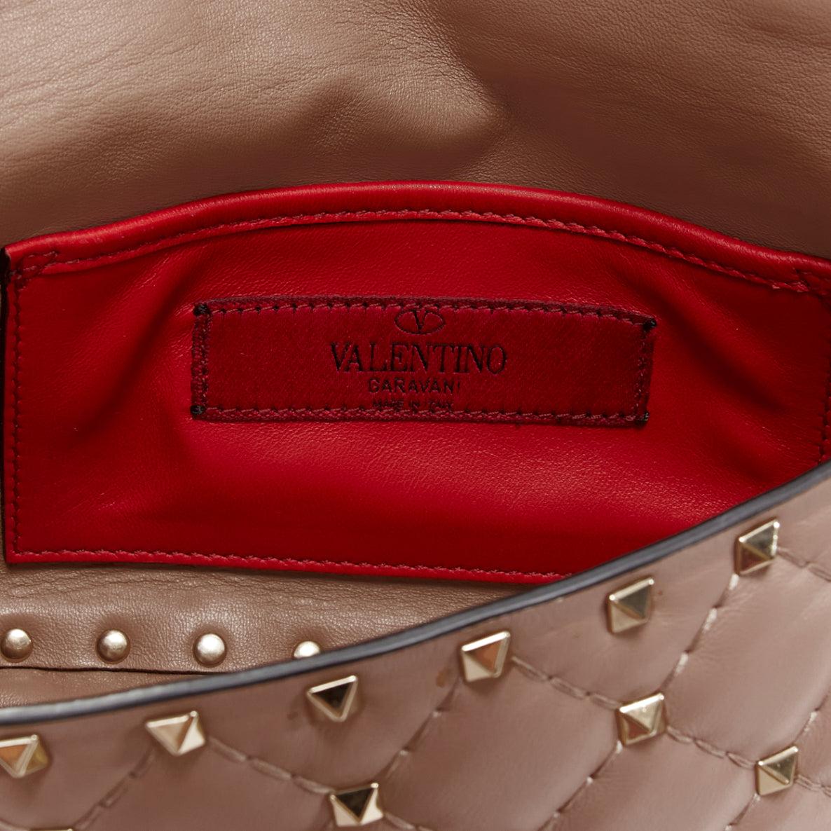VALENTINO Rockstud blush pink leather gold studded turnlock crossbody chain bag 6
