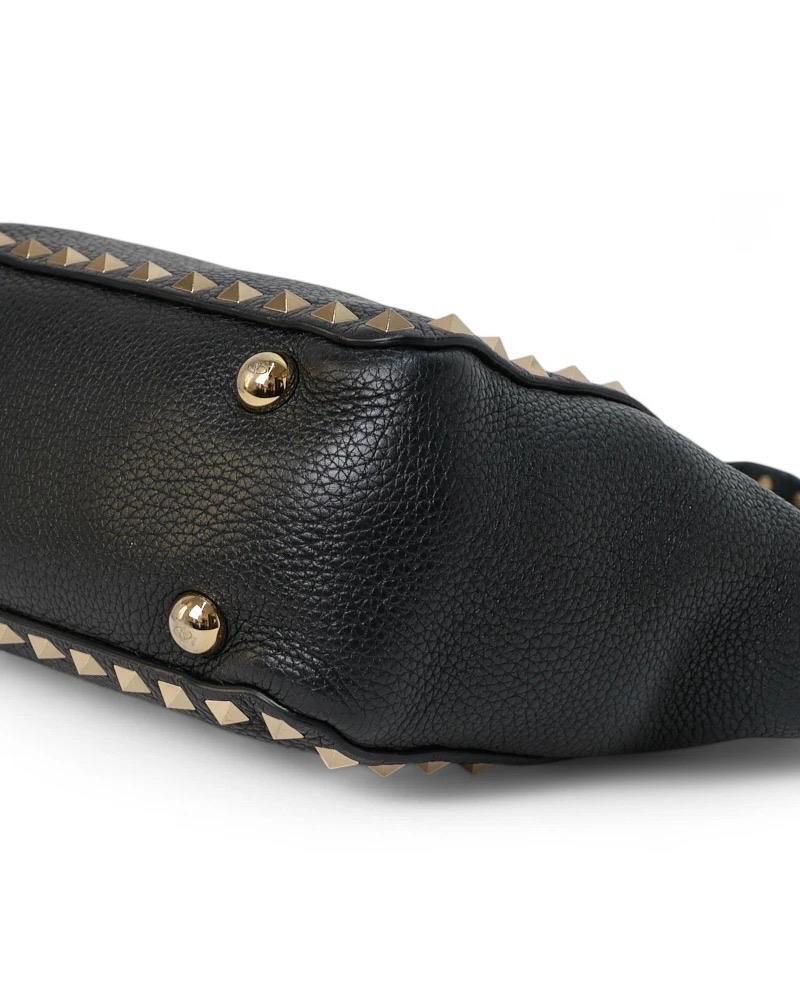 Valentino Rockstud Borsa a tracolla Pelle Granulata Nera en vente 5