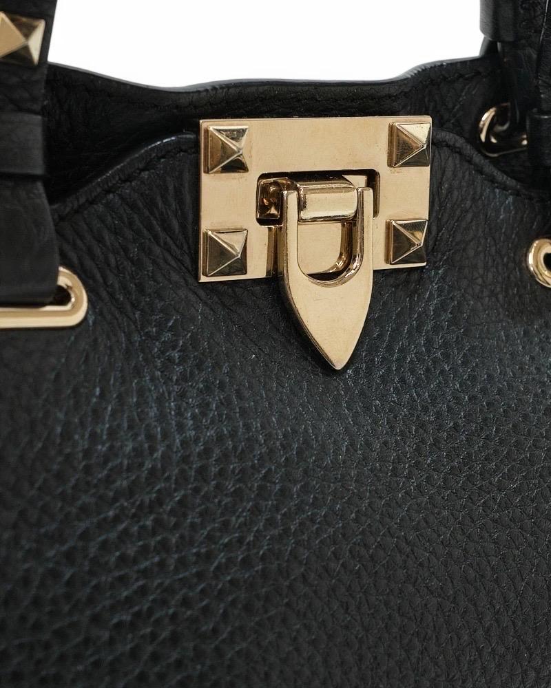 Valentino Rockstud Borsa a tracolla Pelle Granulata Nera en vente 6