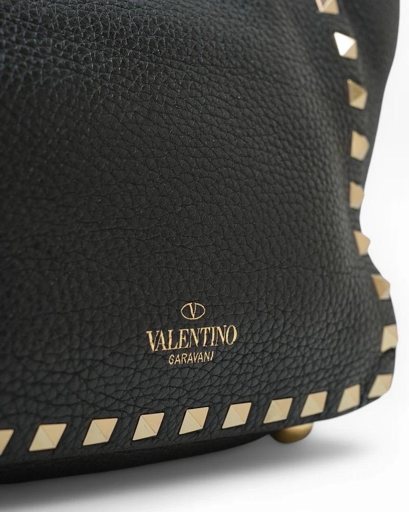 Valentino Rockstud Borsa a tracolla Pelle Granulata Nera en vente 8