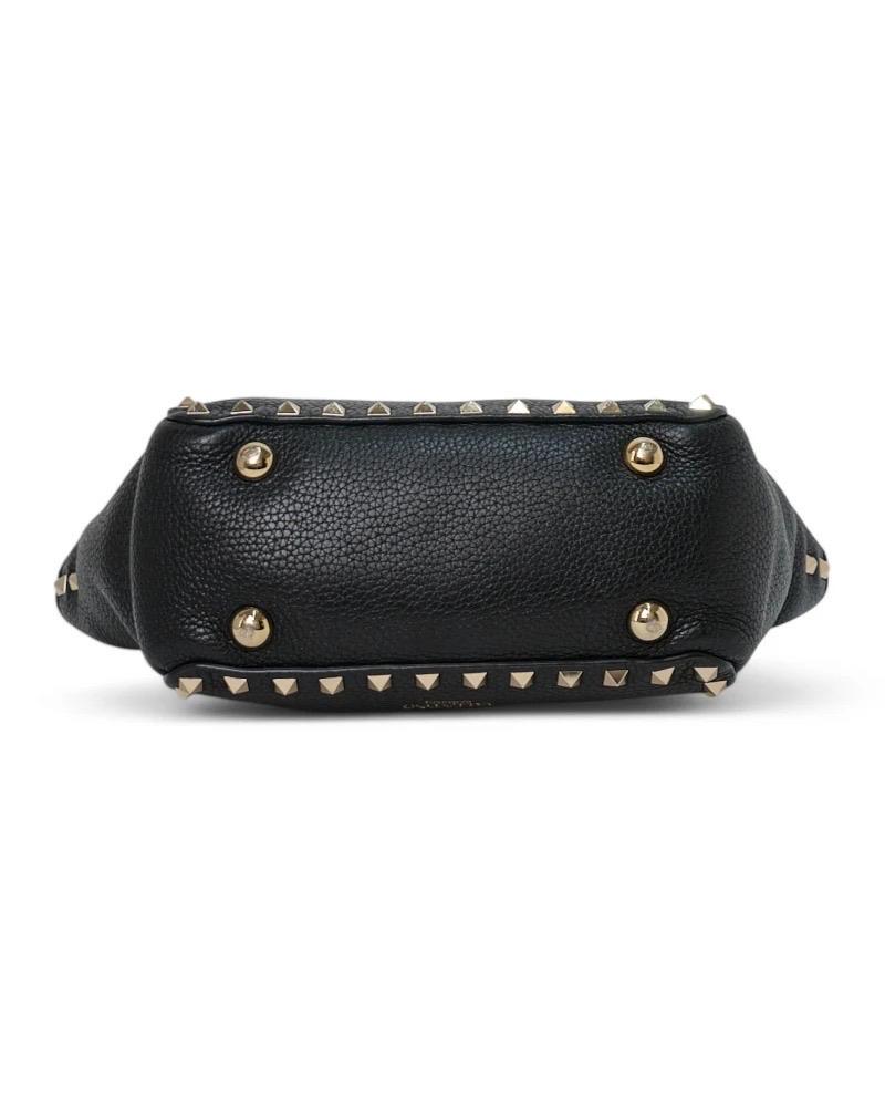 Noir Valentino Rockstud Borsa a tracolla Pelle Granulata Nera en vente