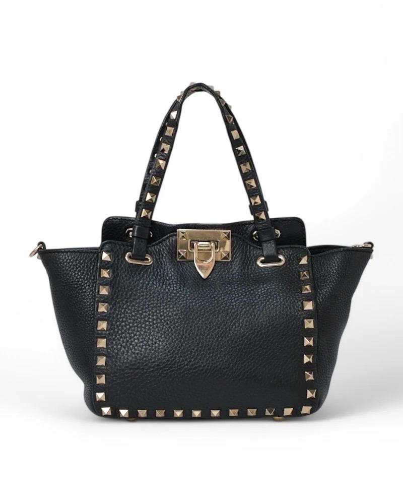 Valentino Rockstud Borsa a tracolla Pelle Granulata Nera en vente 1