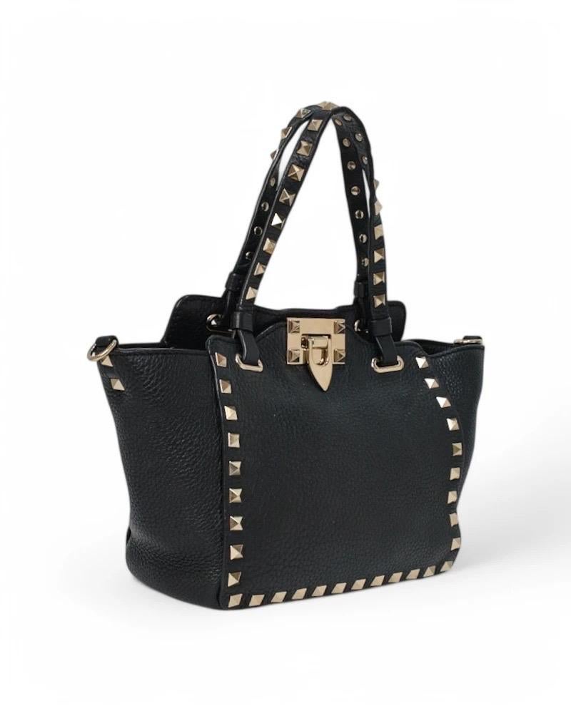 Valentino Rockstud Borsa a tracolla Pelle Granulata Nera en vente 3