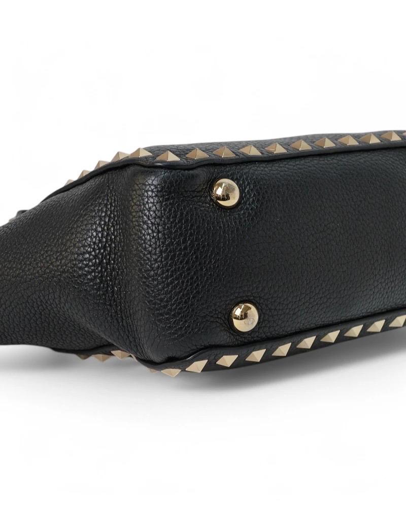 Valentino Rockstud Borsa a tracolla Pelle Granulata Nera en vente 4