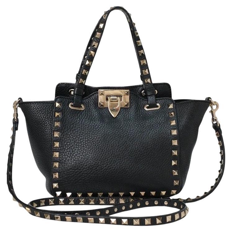 Valentino Rockstud Borsa a tracolla Pelle Granulata Nera
