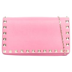 VALENTINO Rockstud hellrosa goldfarbener Nietenbesatz Kette Crossbody Tasche