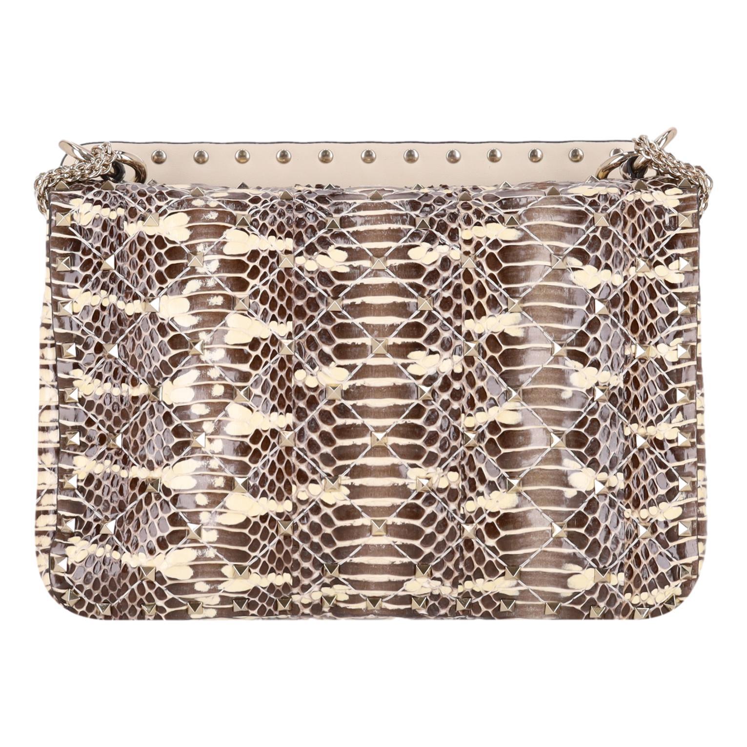 Donna Valentino Rockstud Butterfly Water Snakeskin Crossbody Bag in vendita