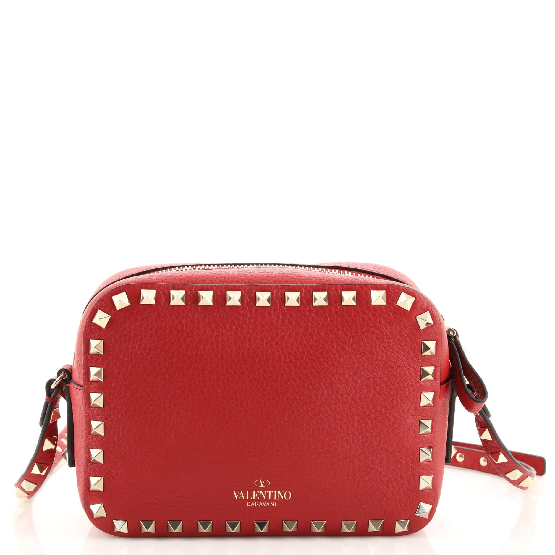 Red Valentino Rockstud Camera Crossbody Bag Leather