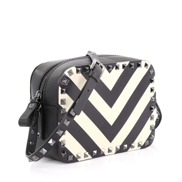 Valentino Rockstud Camera Crossbody Bag Striped Leather at 1stDibs