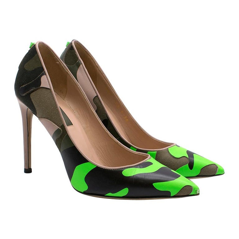 Valentino Rockstud Camouflage Neon Green Pumps SIZE 36 at 1stDibs