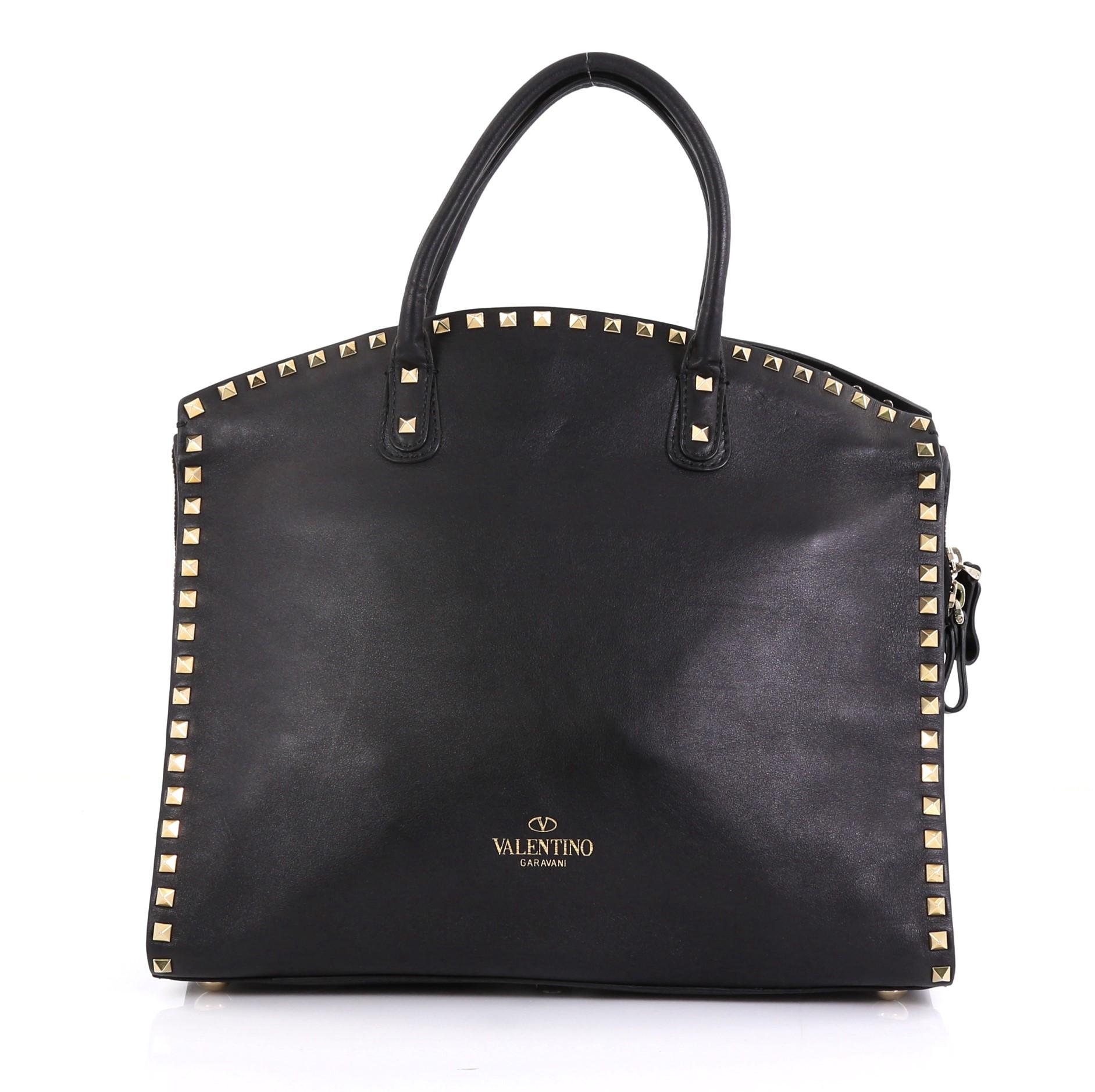 Black Valentino Rockstud Convertible Dome Tote Full Studded Leather