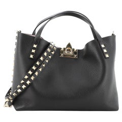 Valentino Rockstud Convertible Flip Lock Tote Leather Small