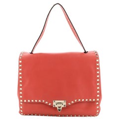 Valentino Rockstud Convertible Top Handle Bag Leather Medium