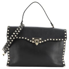 Valentino Rockstud Convertible Top Handle Bag Leather Medium