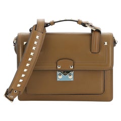 Valentino Rockstud Convertible Top Handle Satchel Leather Small