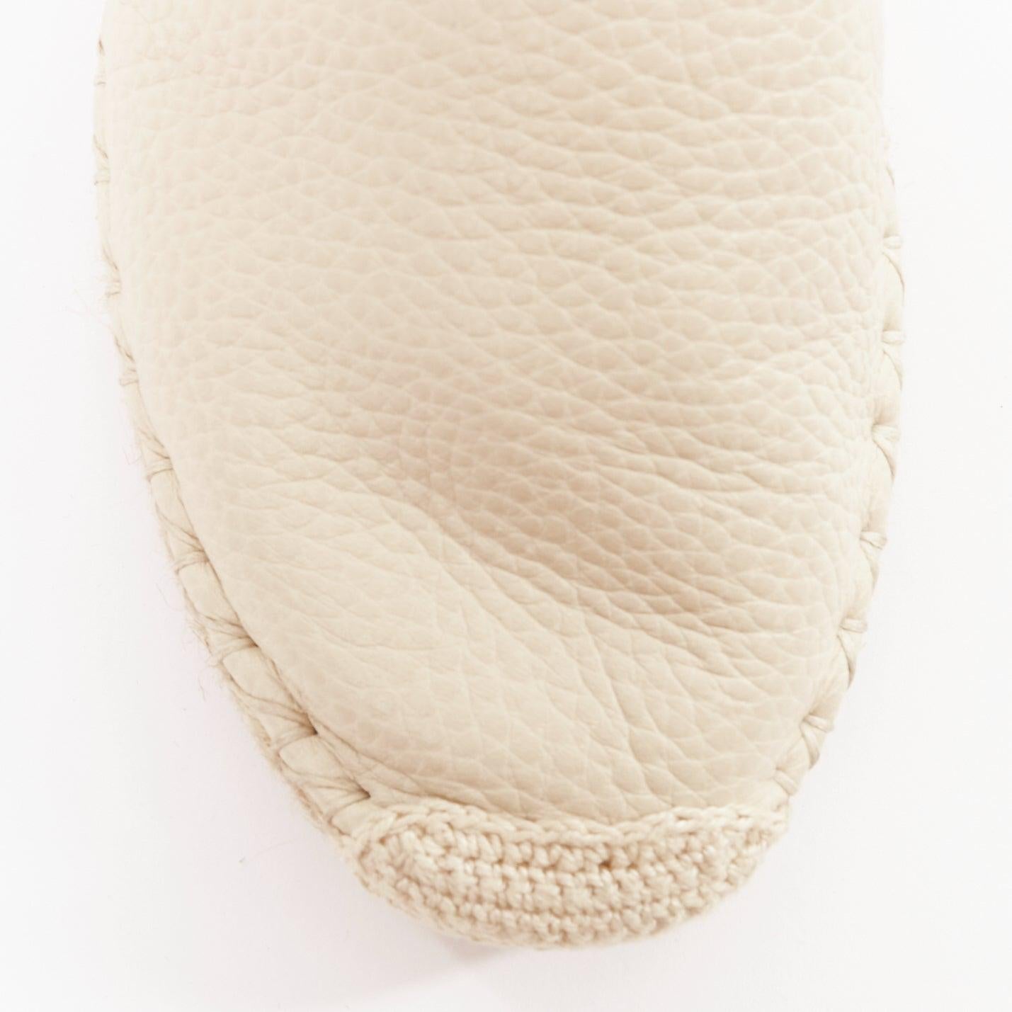 VALENTINO Rockstud Creme Leder Gold Nieten doppelte Espadrille Wohnungen EU37 im Angebot 3