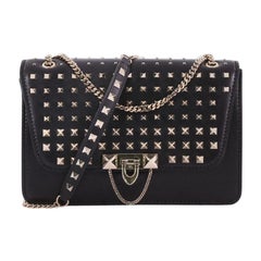 Valentino Rockstud Demilune Shoulder Bag Studded Leather Small