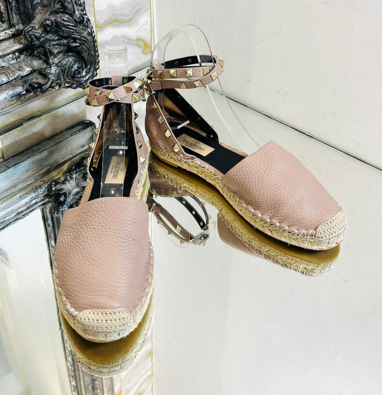 Valentino Rockstud Double Leather Espadrilles In Excellent Condition In London, GB