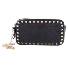 Valentino Rockstud - Sac à bandoulière en cuir avec double fermeture éclair, petit modèle