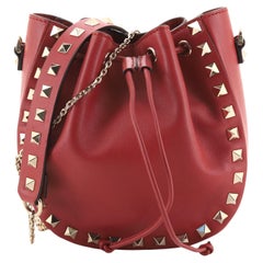 Valentino Rockstud Drawstring Bucket Bag Leather Mini