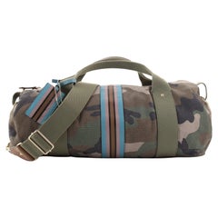 Valentino Rockstud Duffle Bag Camo Canvas with Striped Leather Large