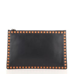 Valentino Rockstud Effect Pouch Printed Leather Large