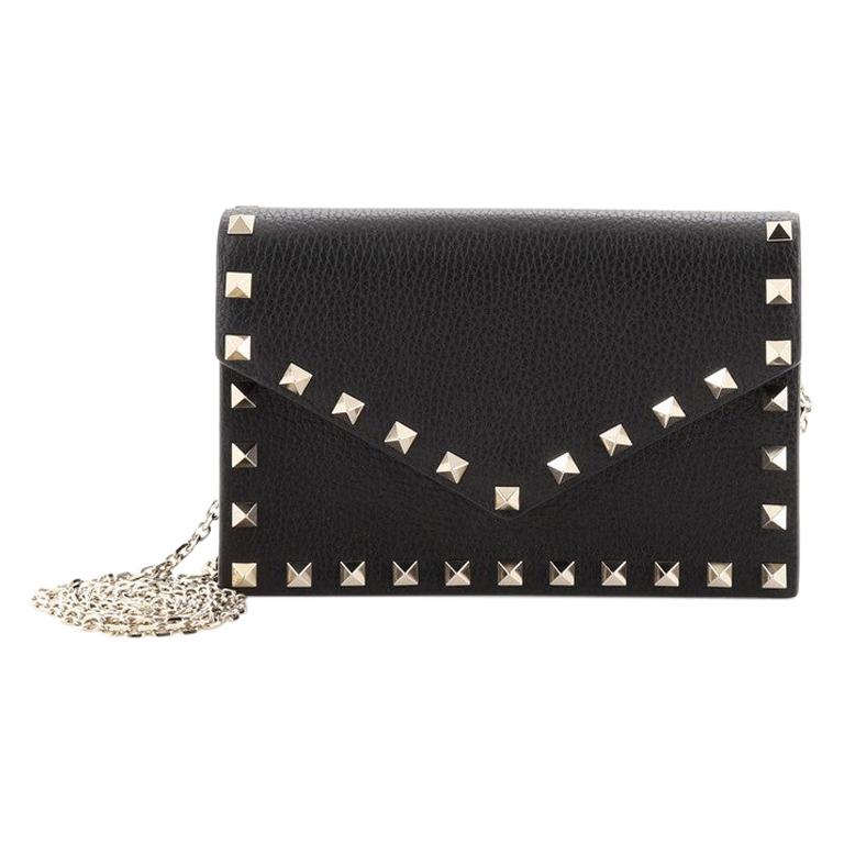 Valentino Rockstud Envelope Chain Crossbody Bag Leather. Small