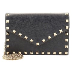 Valentino Rockstud Envelope Chain Crossbody Bag Leather Small