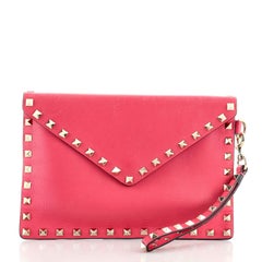 Valentino Rockstud Envelope Wristlet Clutch Leather Small