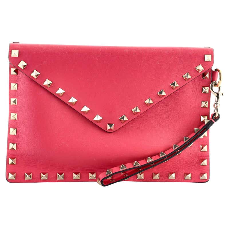 Valentino Rockstud Envelope Wristlet Clutch Leather Small at 1stDibs