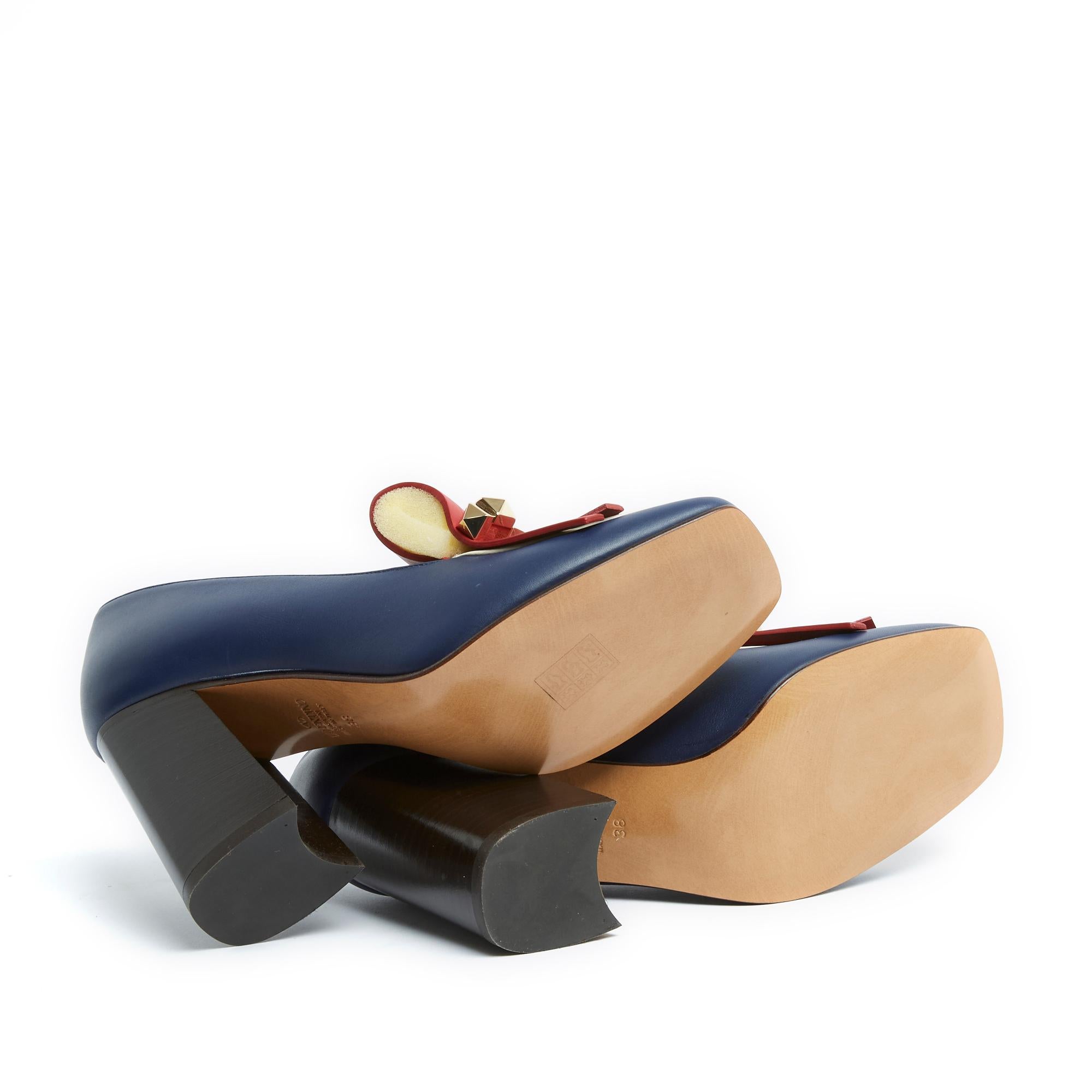 Valentino Rockstud EU39 Tricolor Leather Pumps Loafers 1